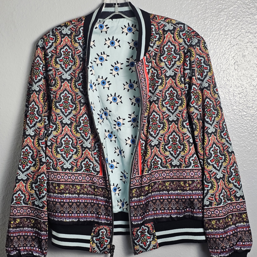 Alice + Olivia Multicolor Patterned Bomber Jacket - image 2